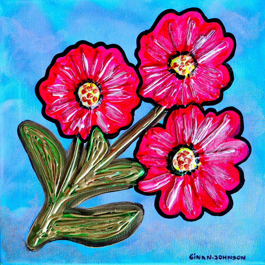 Red flower Painting by Gina Nicolae Johnson