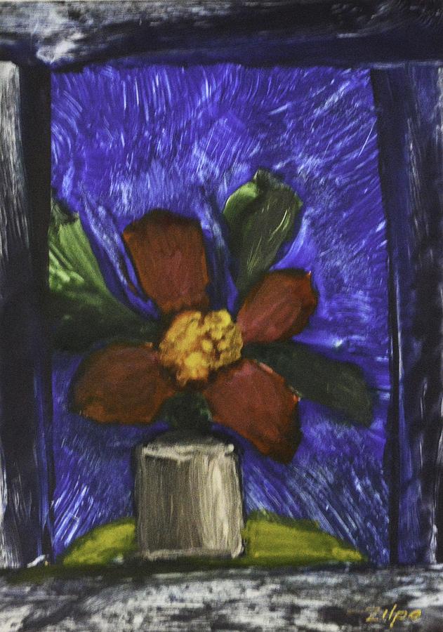 Red Flower In Pot Painting