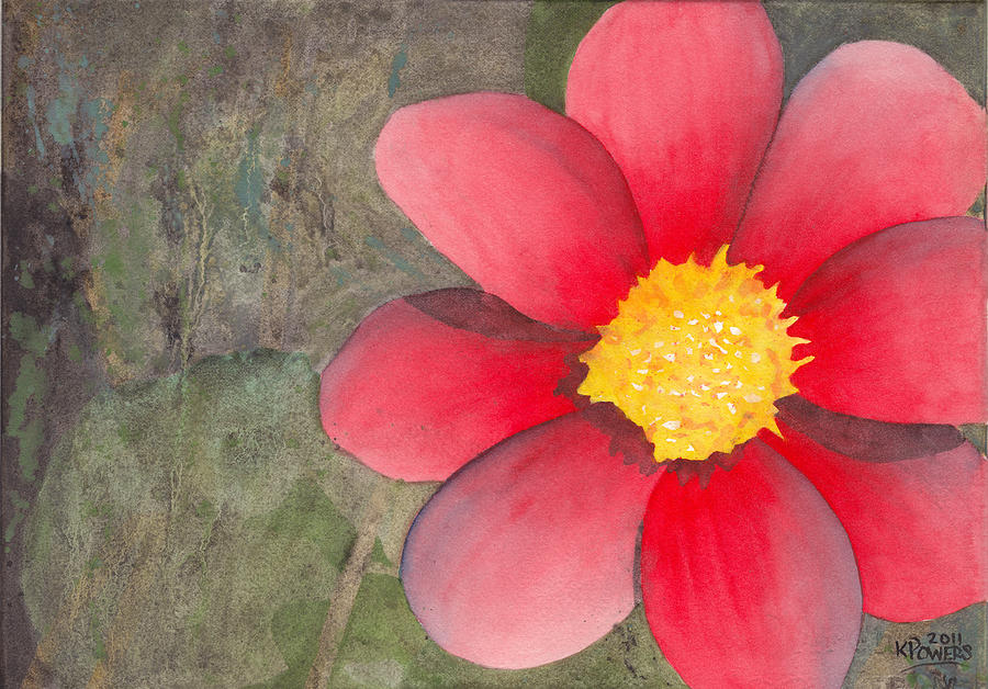 Red Flower Painting by Ken Powers
