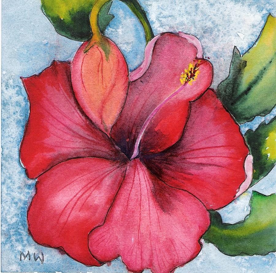 Red Flower Painting by Marsha Woods