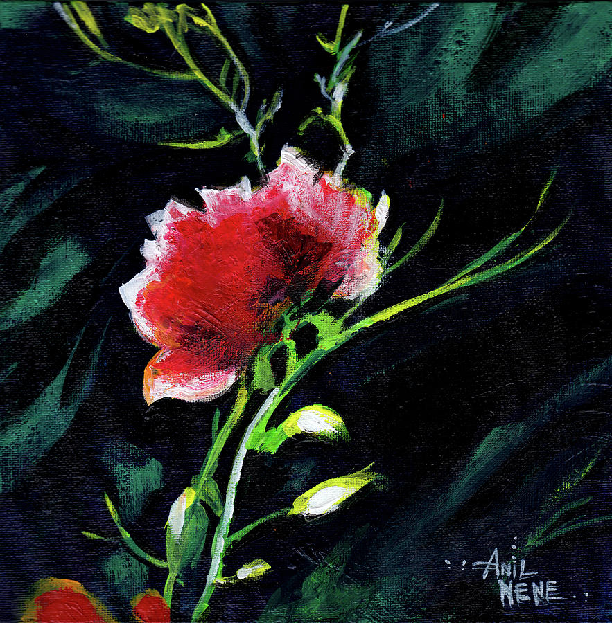 Red Flower New Painting by Anil Nene