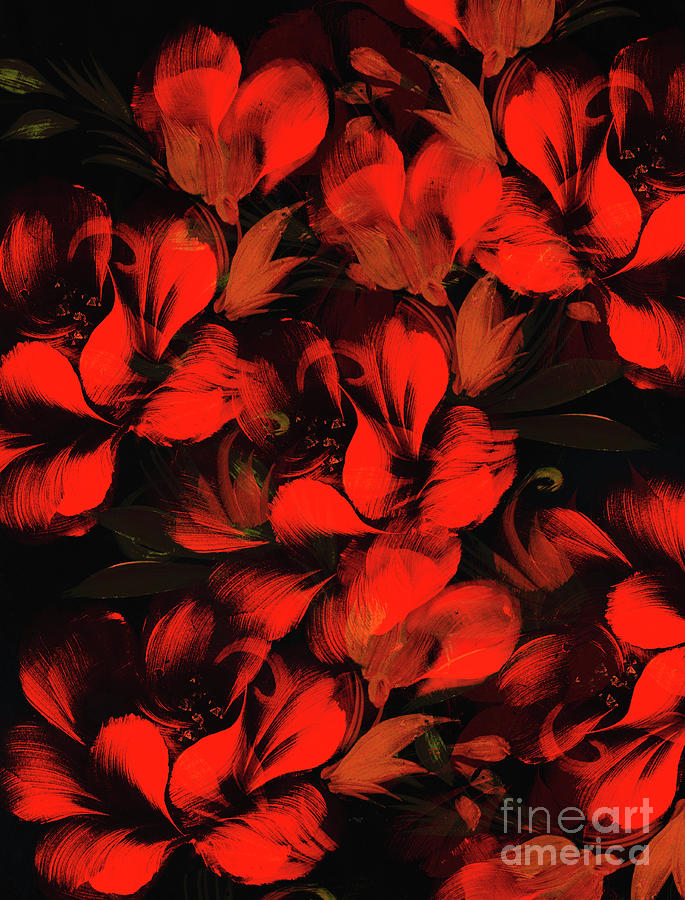 black and red floral