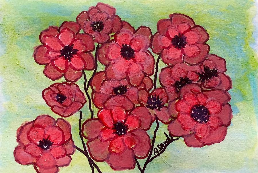 Red flower power Painting by Anne Sands