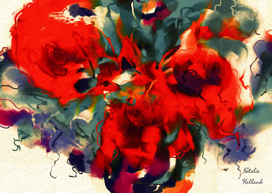 Red Flower Power Painting by Natalie Holland