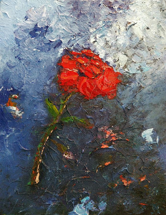 Red flower Painting by Ray Khalife