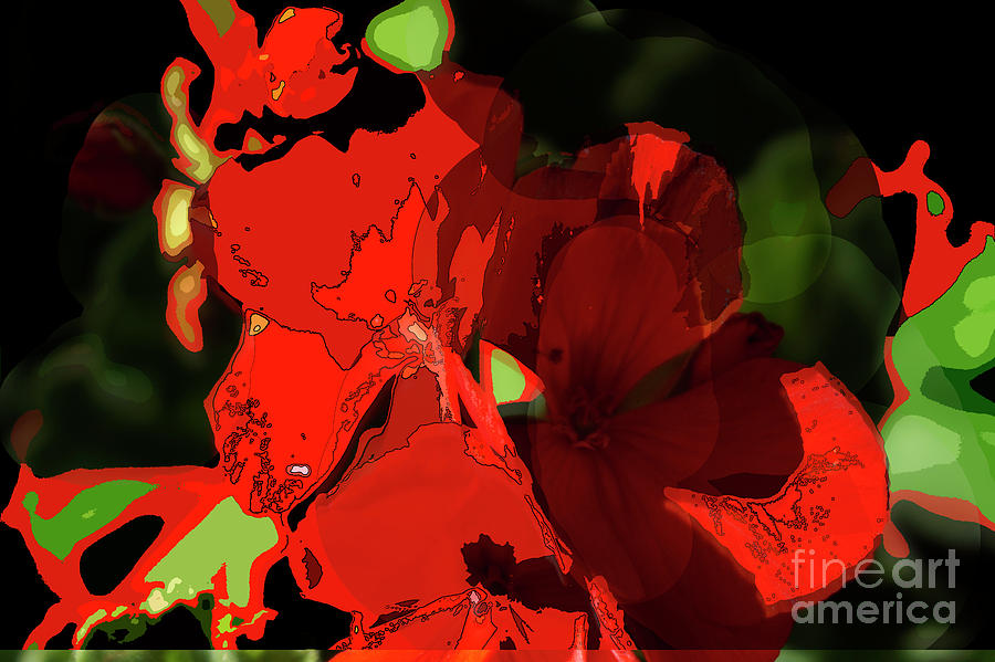 Red flowerpower Digital Art by Deb Nakano