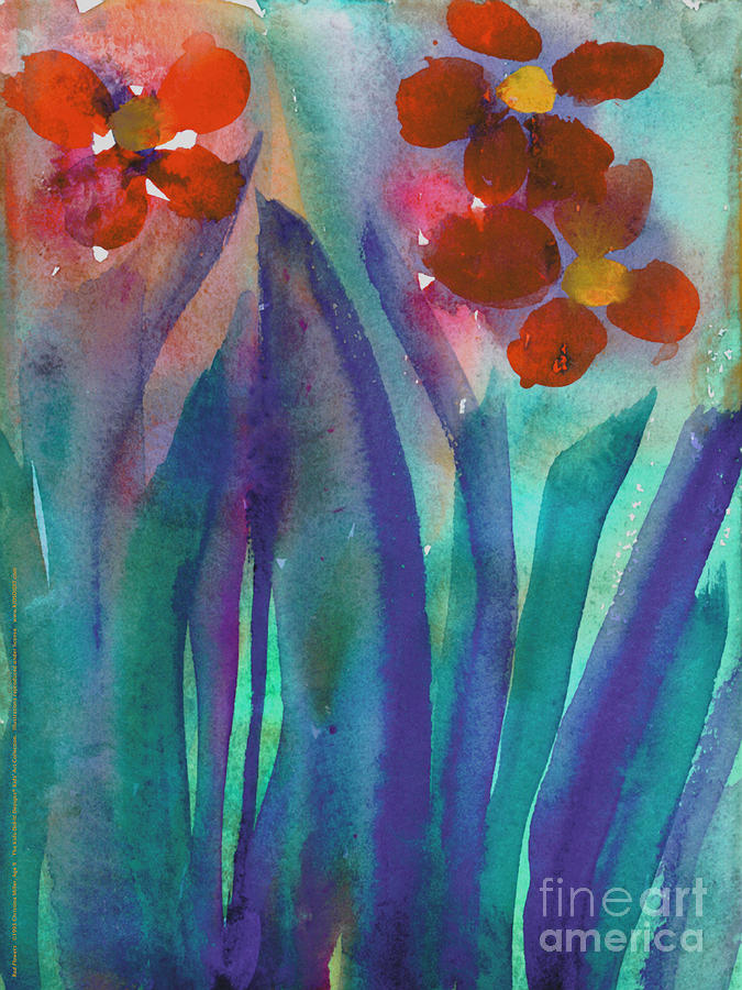 Red Flowers Painting by Christina Miller Age Nine