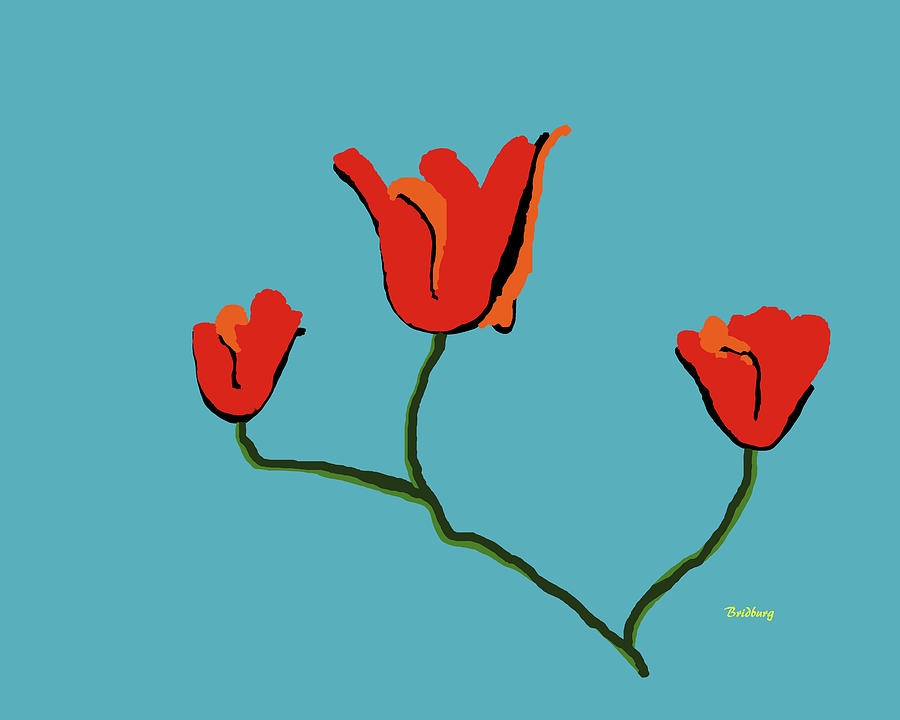 Red Flowers Digital Art by David Bridburg