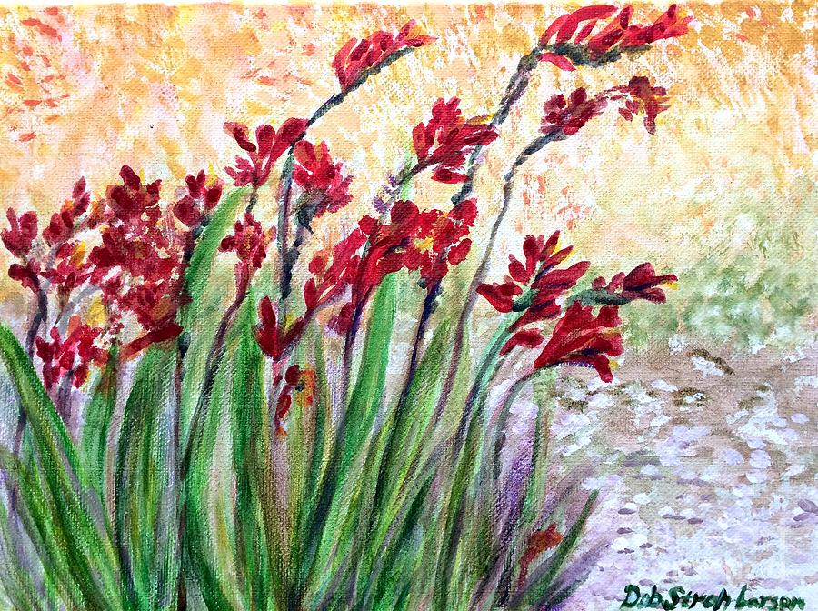 Red Flowers Painting by Deb Stroh-Larson