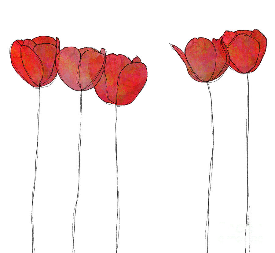 Red Flowers Drawing by Ripley Fagence - Pixels