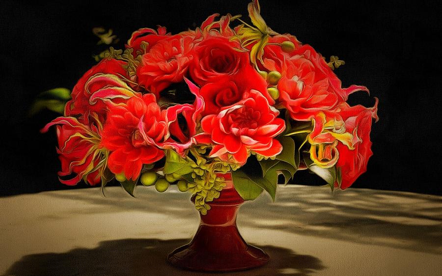 Red flowers Digital Art by Lilia S