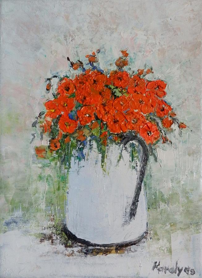 Red flowers Painting by Maria Karalyos - Fine Art America