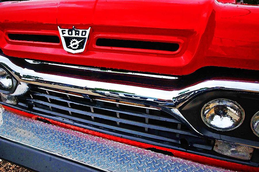 Red Ford Pickup Painting by Michael Thomas
