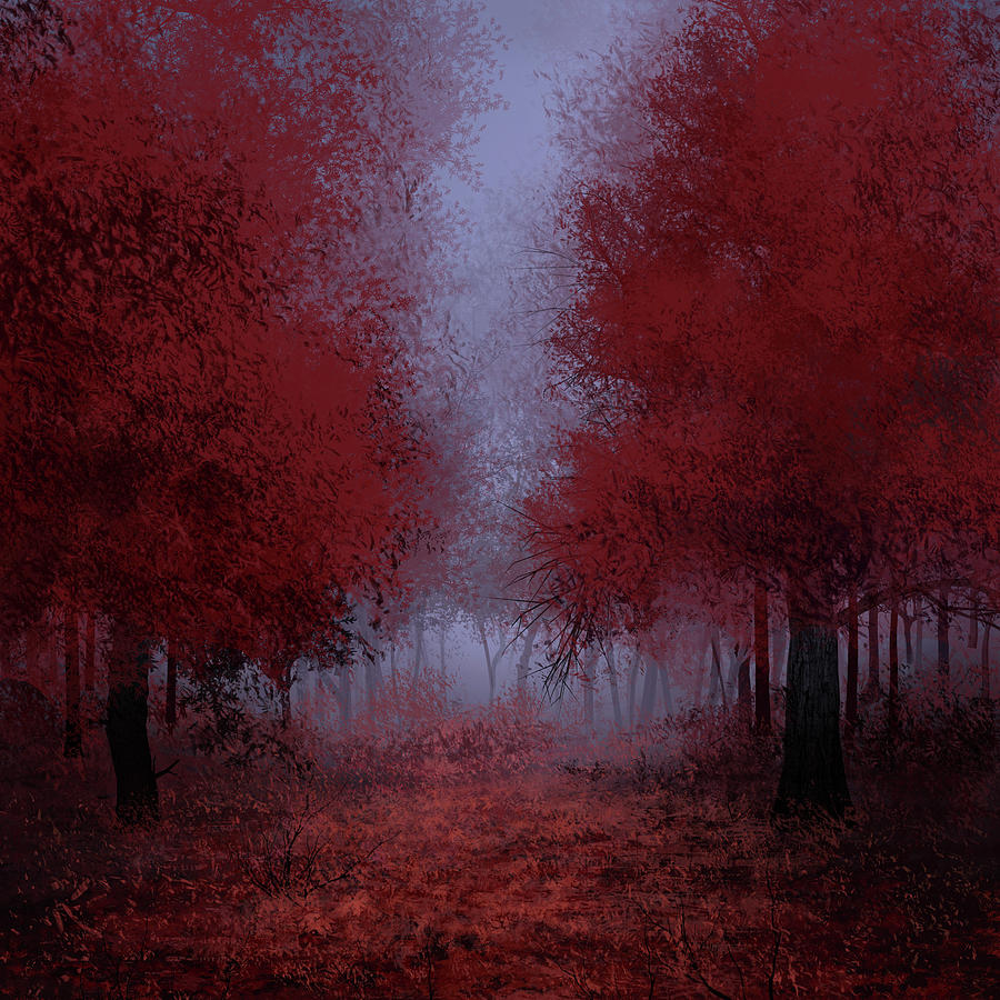 Red Forest Painting by Bekim M