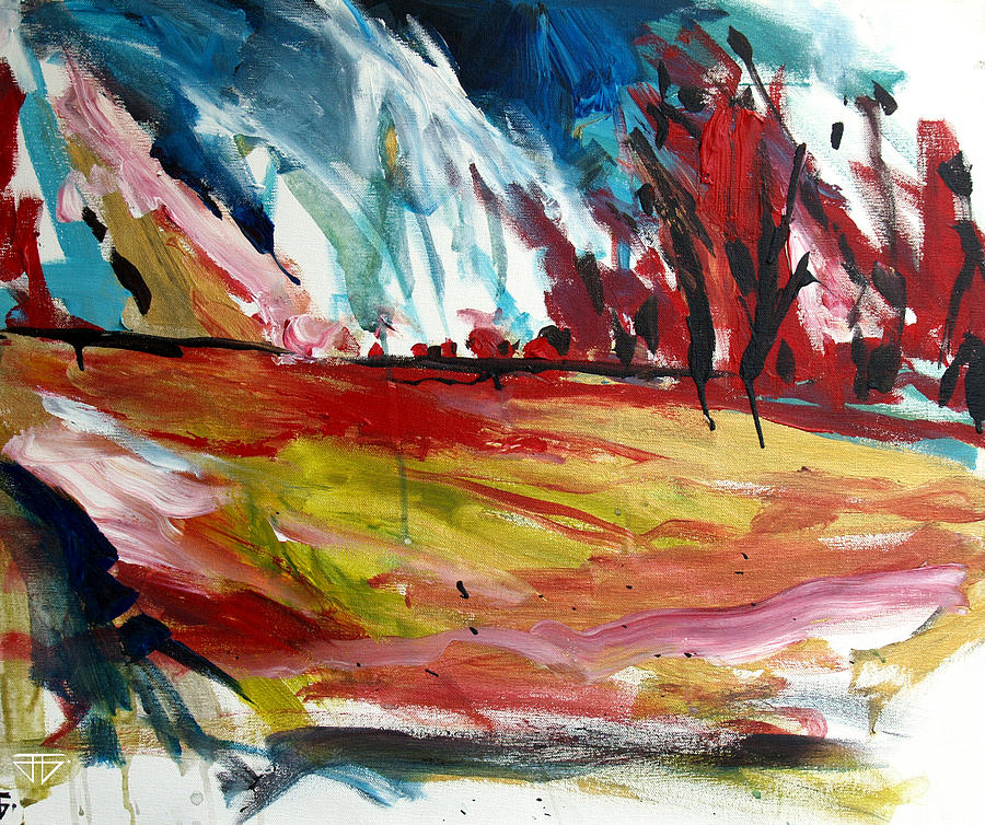 Red Forest Painting by John Gholson