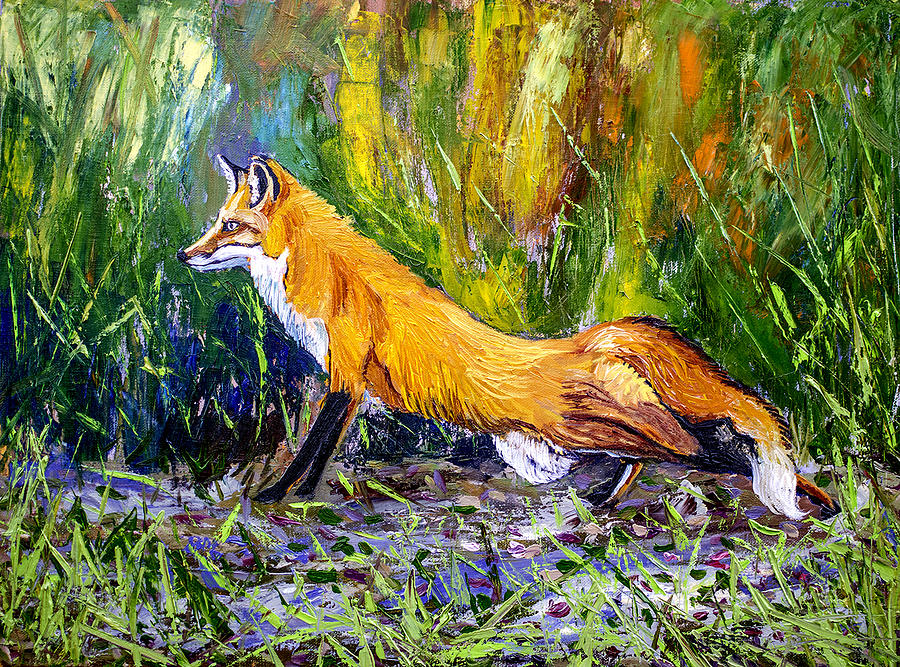 Red Fox 24x18x3/4 inch oil on canvas Painting by Manuel Lopez | Fine ...