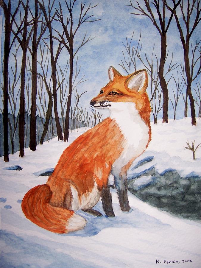 Red Fox Painting by B Kathleen Fannin