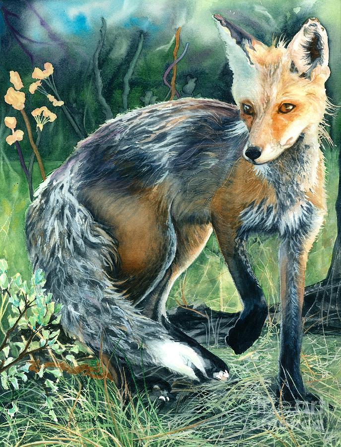 Fox Painting - Red Fox- Caught in the Moment by Barbara Jewell