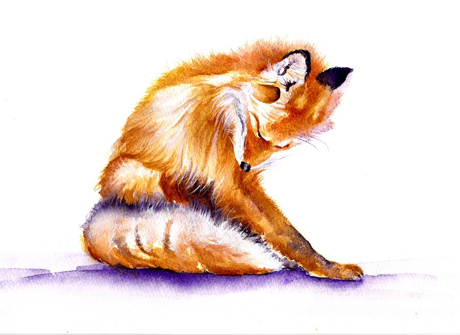 Red Fox - Flee Magnet Painting by Debra Hall