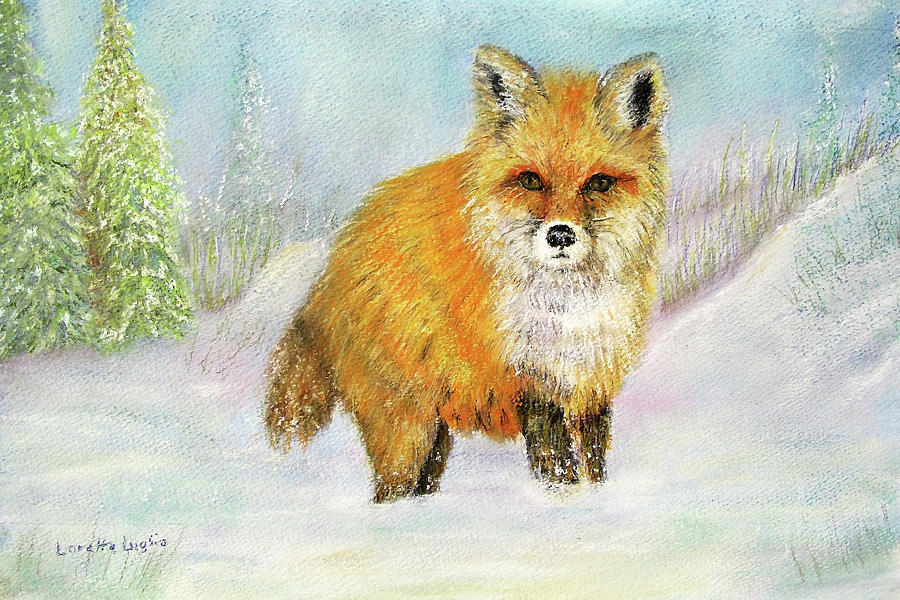 Red Fox in Winter Painting by Loretta Luglio
