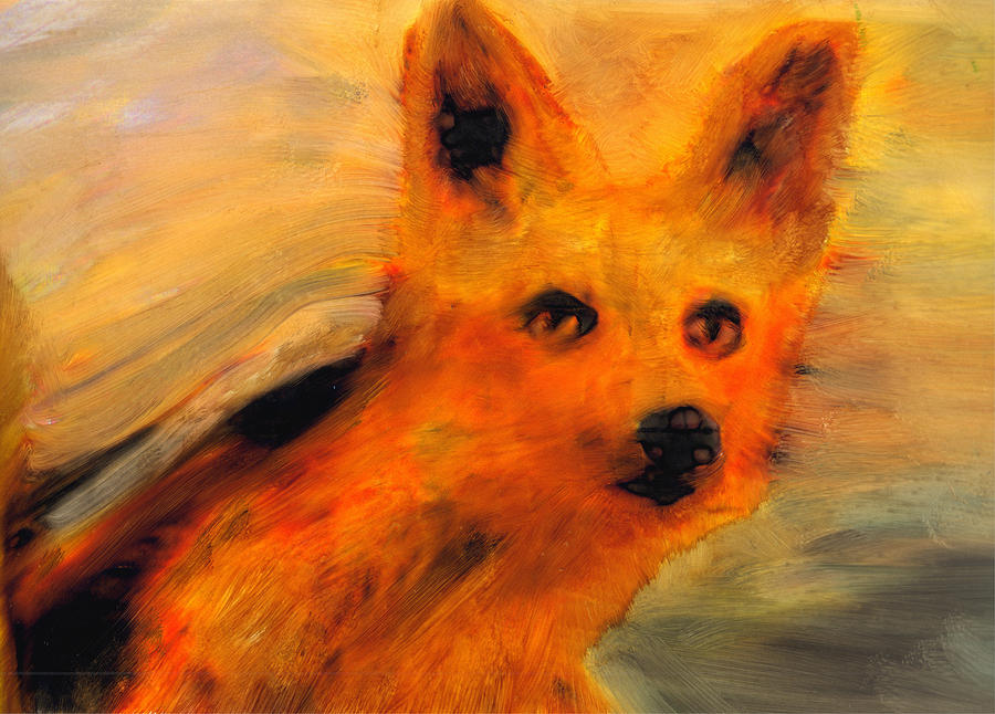 Red Fox Looking Painting by FeatherStone Studio Julie A Miller