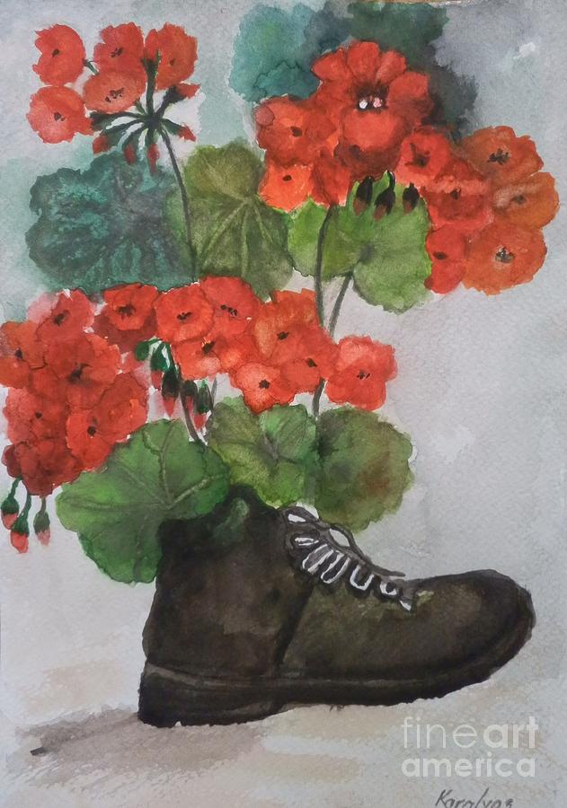 Red geranium Painting by Maria Karalyos - Fine Art America