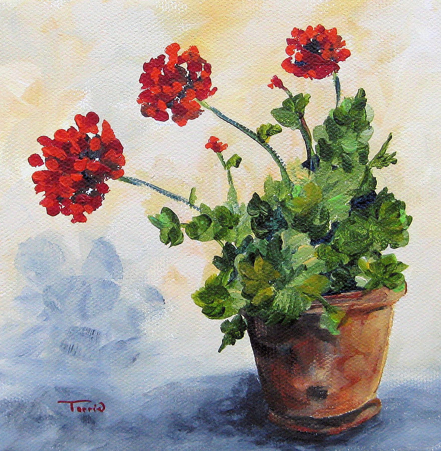 Red Geraniums Painting by Torrie Smiley