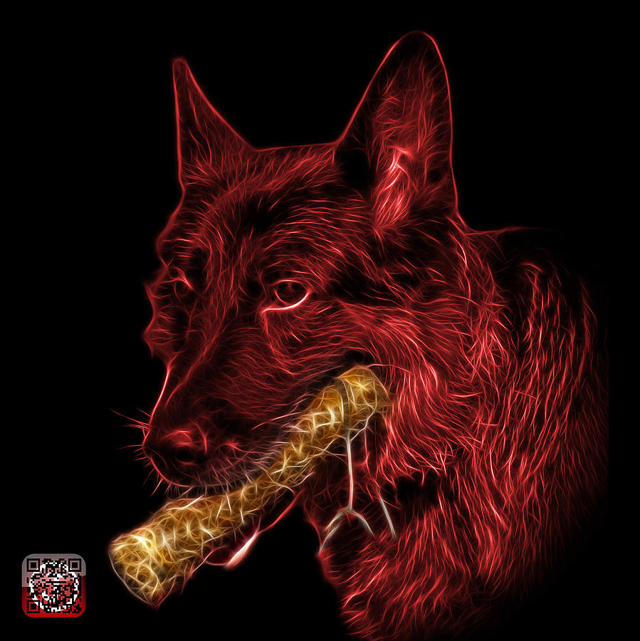 Red German Shepherd and Toy - 0745 F Digital Art by James Ahn