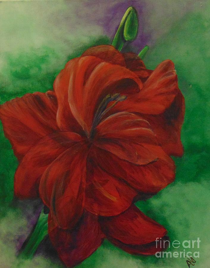 Red Gladiolus Painting by Saundra Johnson