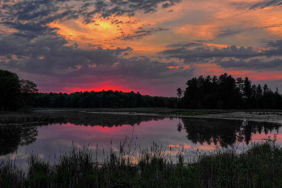 Red Glow Over Bentley Pond Photograph by Dale Kauzlaric