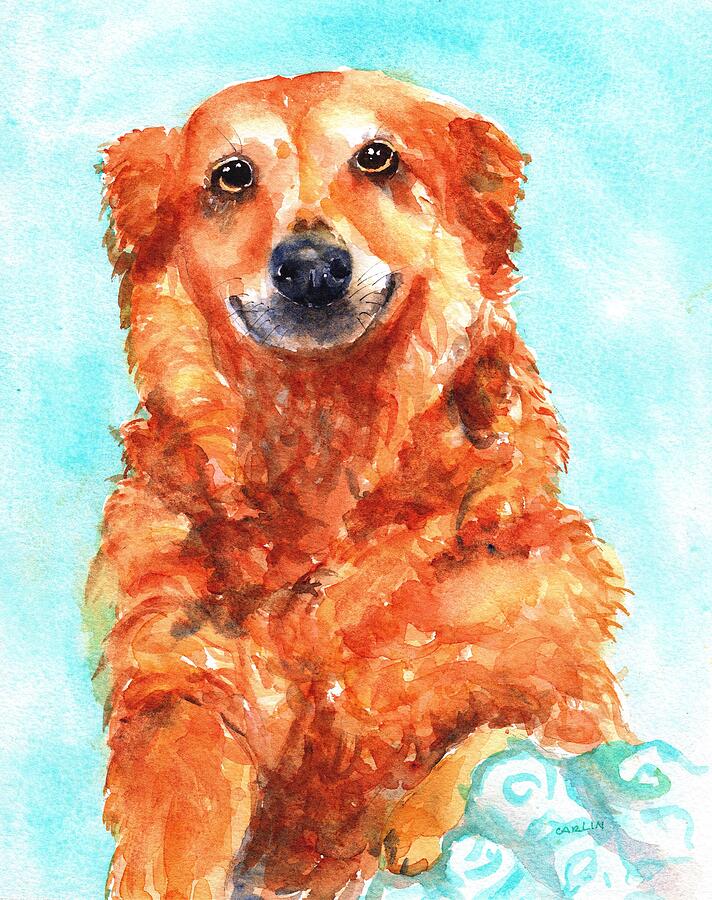 Impressionism Painting - Red Golden Retriever Smile by Carlin Blahnik CarlinArtWatercolor