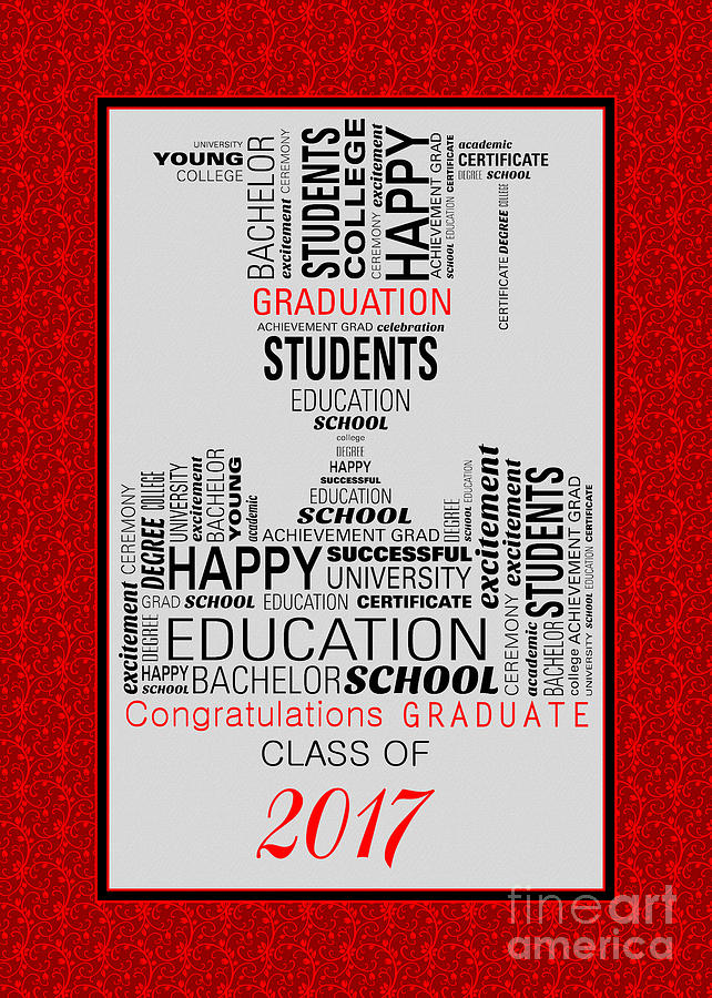 Jh Digital Art - Red Graduate Collage 2017 by JH Designs