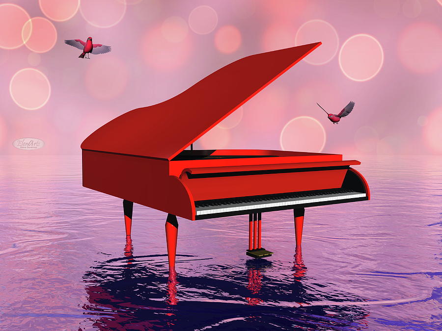 Red Grand Piano - 3d Render by Elenarts - Elena Duvernay Digital