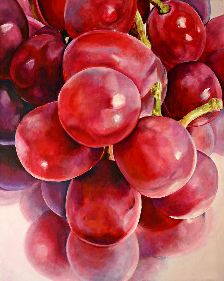Grape Painting - Red Grape Reflections by Toni Grote