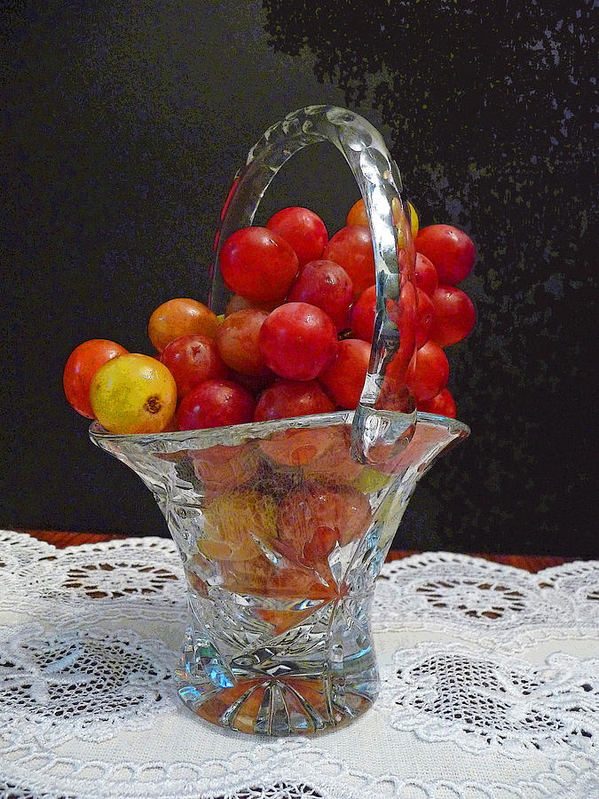 Red Grapes in Crystal and Lace Photograph by Margie Avellino