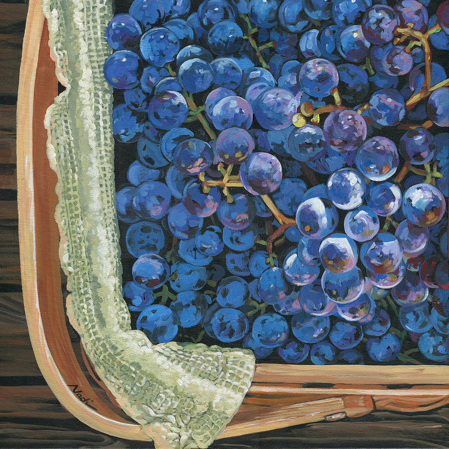 Red Grapes Painting by Nadi Spencer