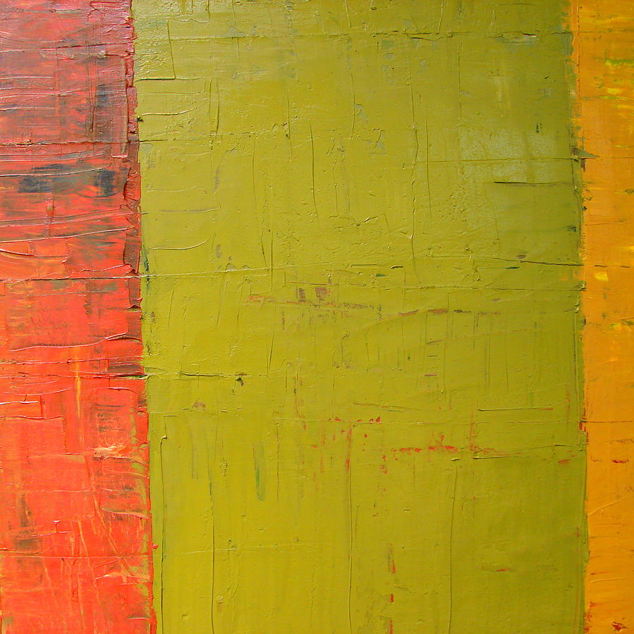 Abstract Painting - Red Green Yellow by Michelle Calkins