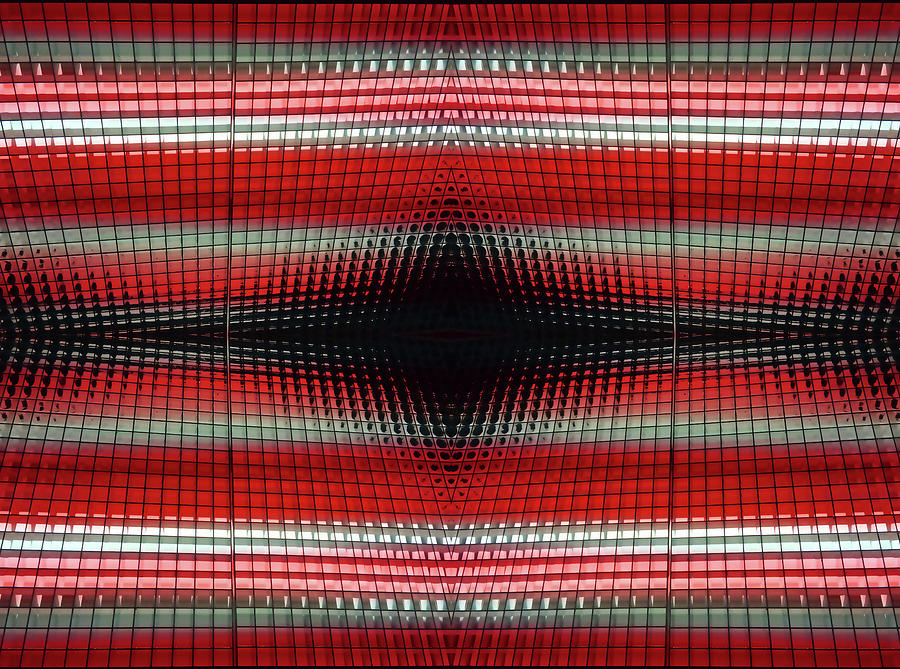 Red Grid Abstract Photograph by Mary Bedy