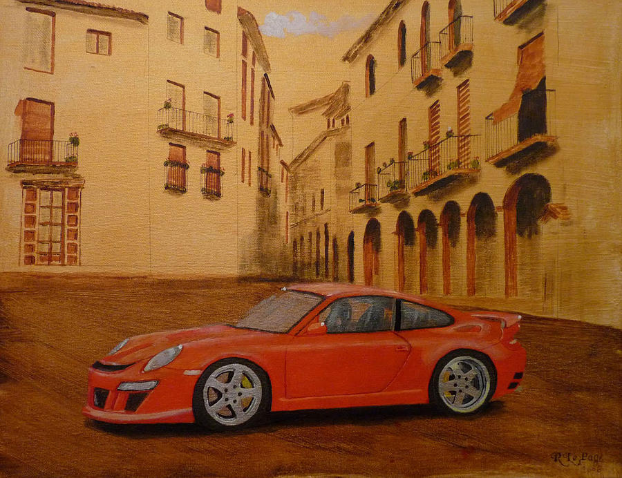 Red GT3 Porsche Painting by Richard Le Page