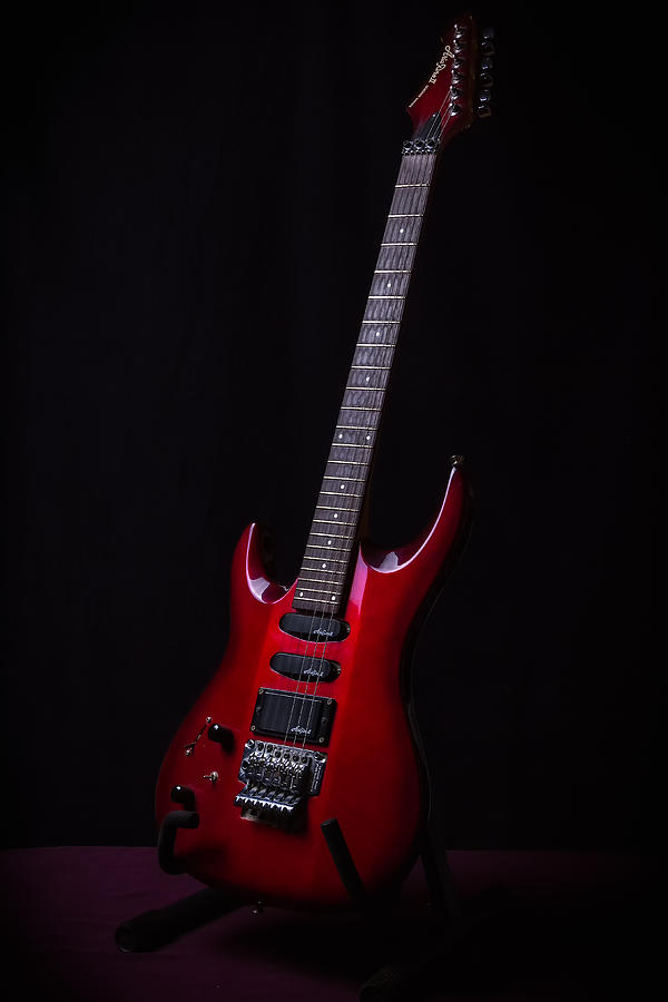 left handed red guitar