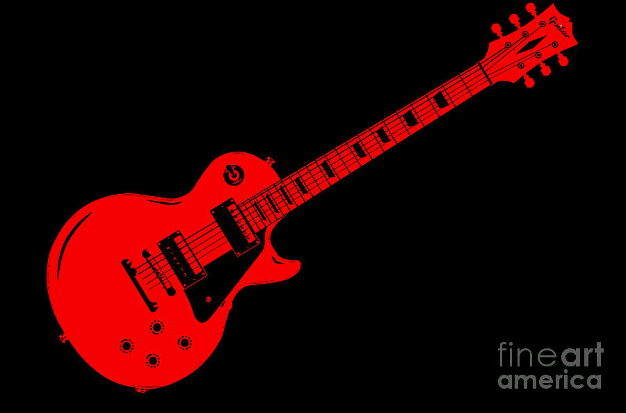 Red Guitar Black Digital by Bigalbaloo Stock - Pixels