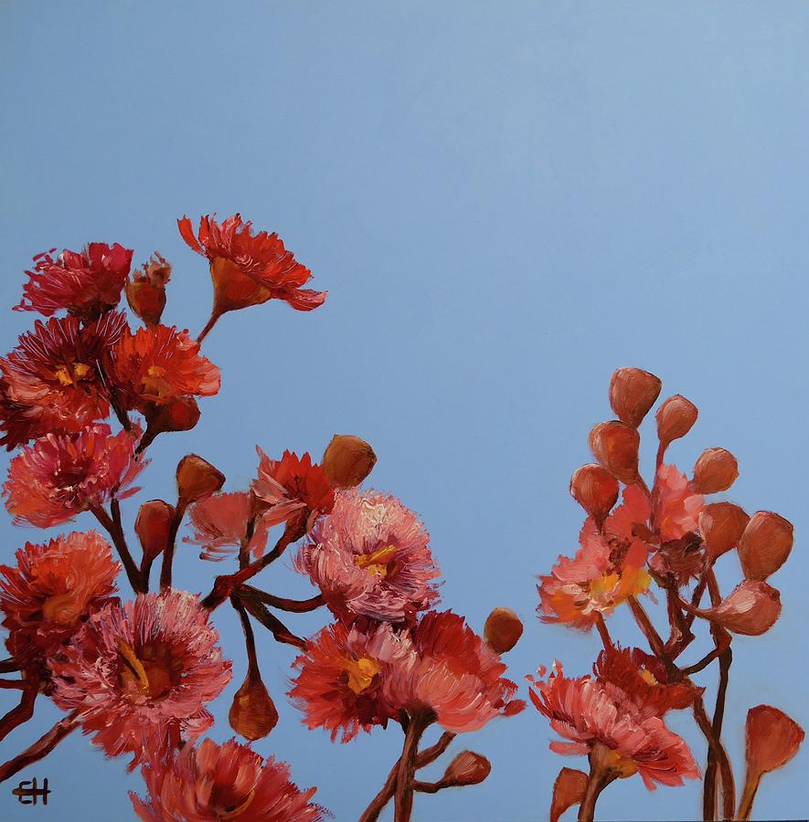 Red Gum Blossoms Australian Flowers Oil Painting Painting by Chris Hobel