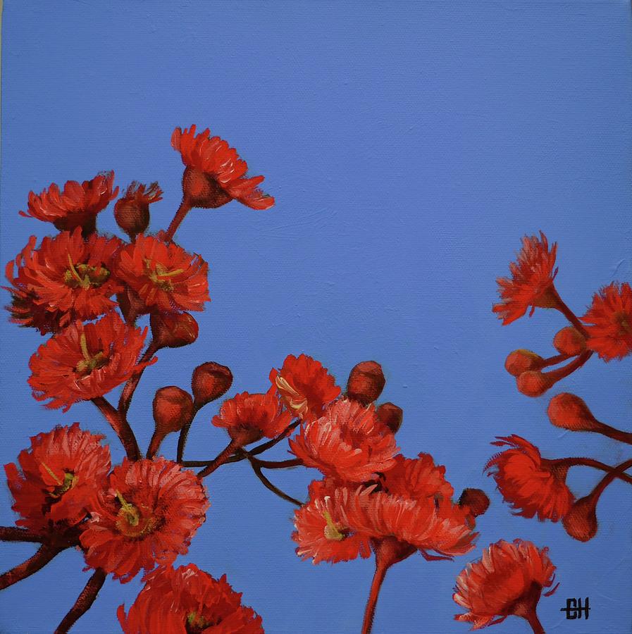 Red Gum Blossoms Painting by Chris Hobel