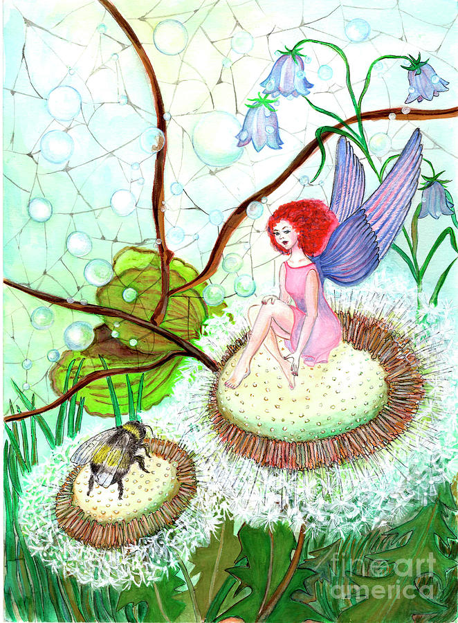  red-hair Fairy in morning Painting by Ella Boughton