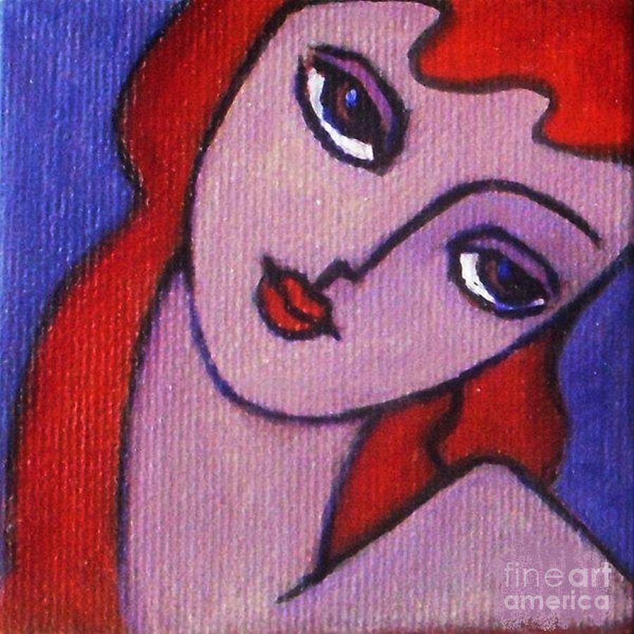Abstract Painting - Red Hair Girl by Vesna Antic