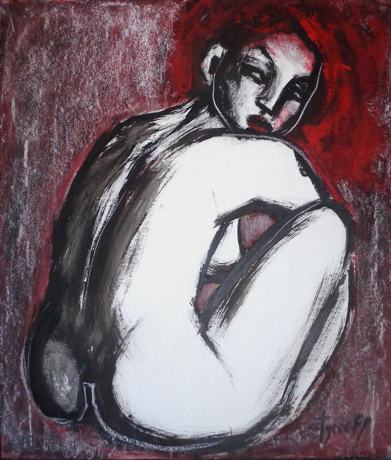 Red Haired Nude Lady 2 Painting by Carmen Tyrrell