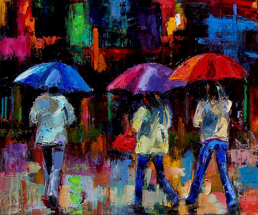 Umbrella Painting - Red Handbag by Debra Hurd