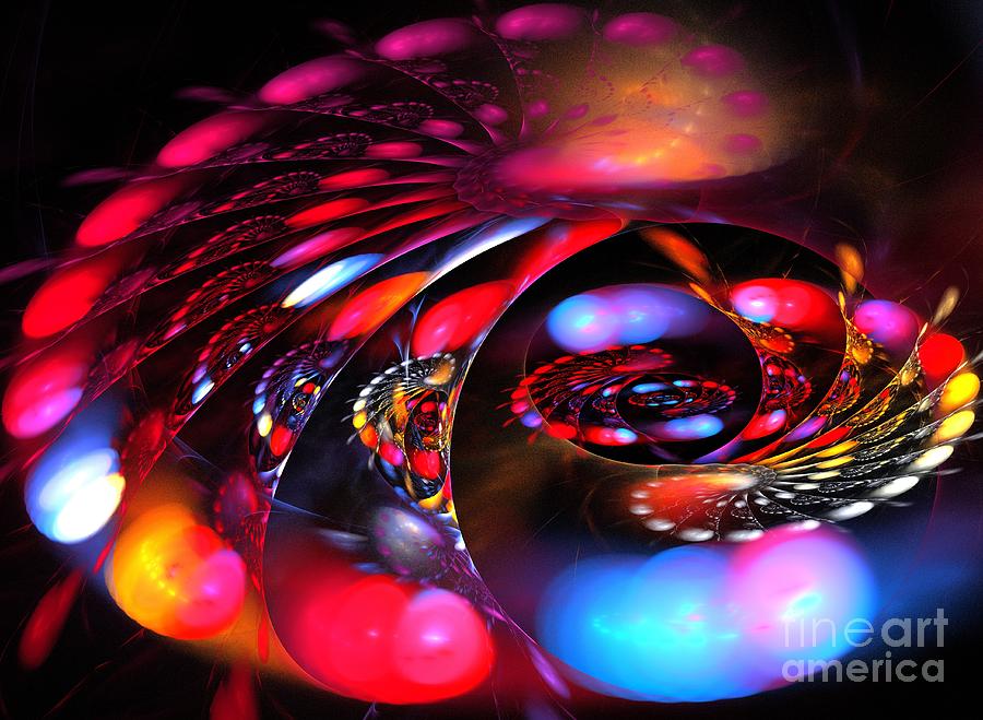 Abstract Digital Art - Red Happy Spiral by Kim Sy Ok