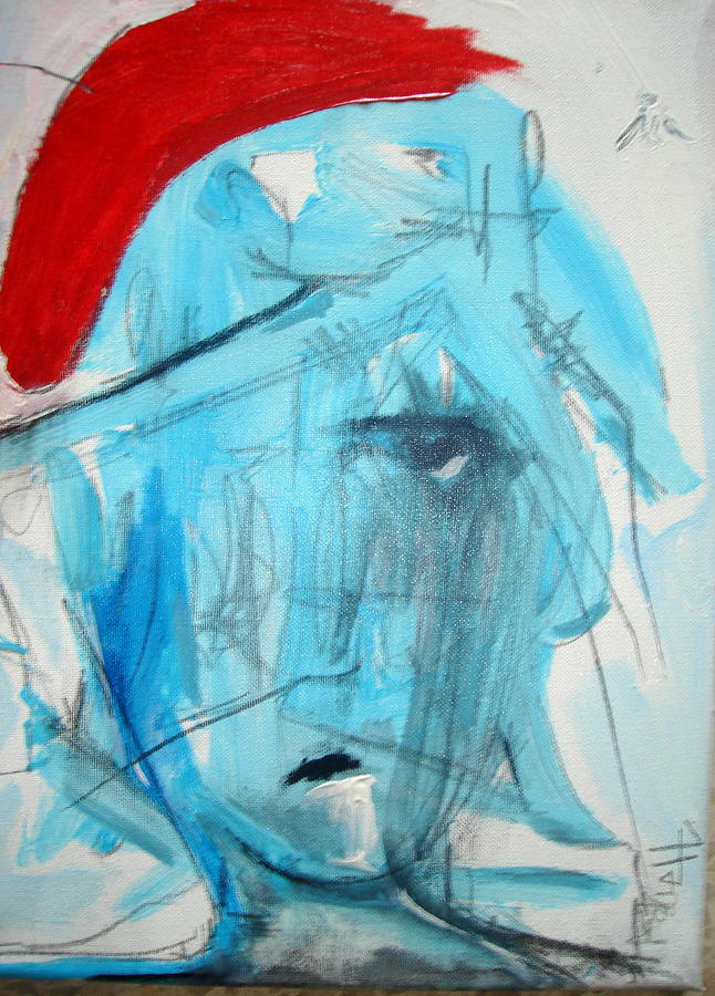 Portrait Painting - Red Hat by Harout Jorekjian