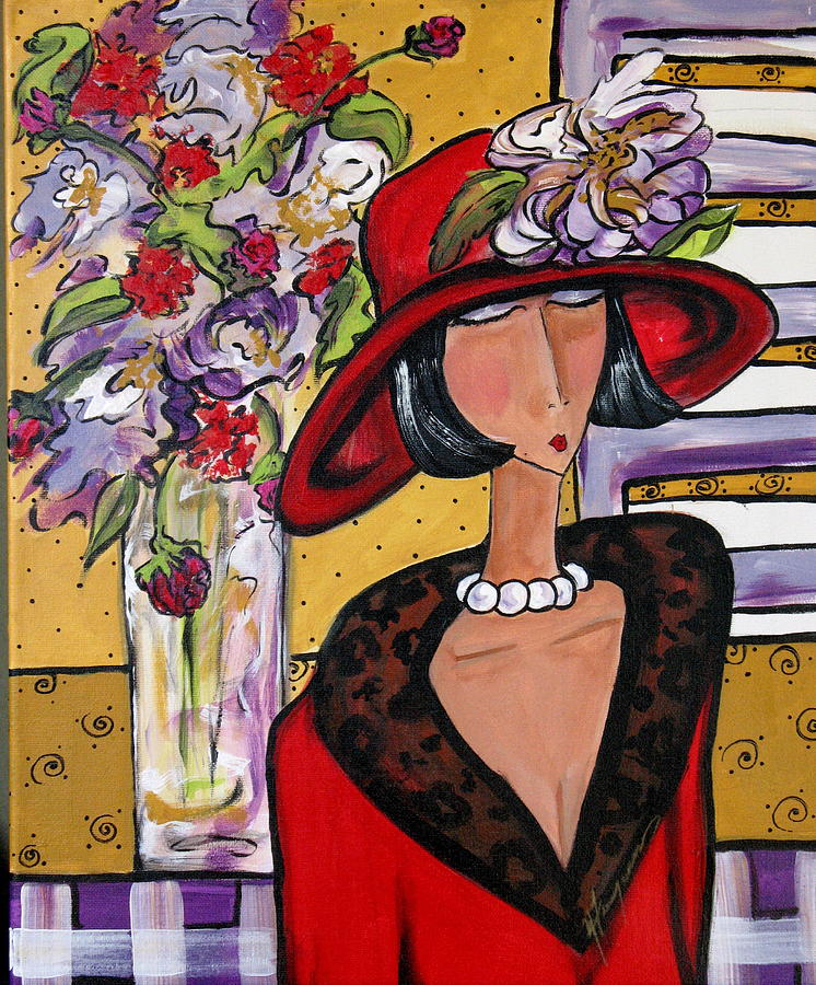 lady in blue hat painting